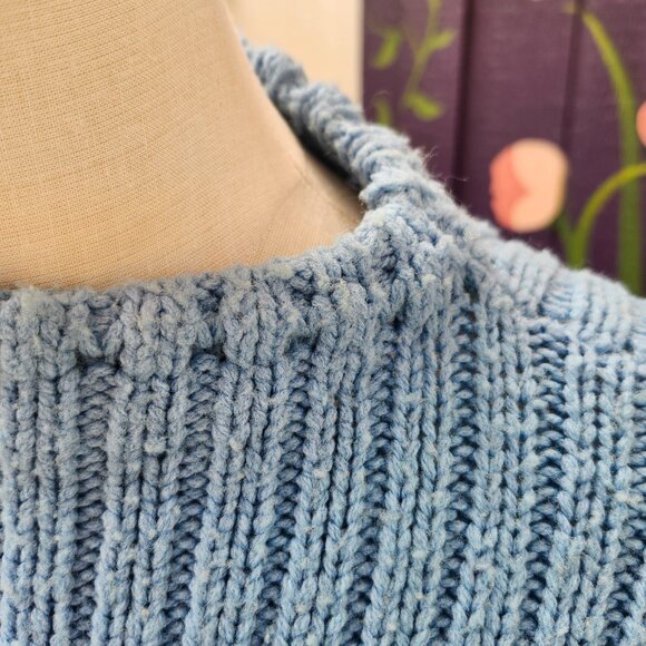 Joan Sweater / Vintage 1950's Baby Blue Knit Acrylic Sweater by Joan Marie - Picture 8 of 16